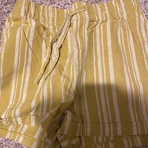 Uniqlo yellow and white striped high waist shorts